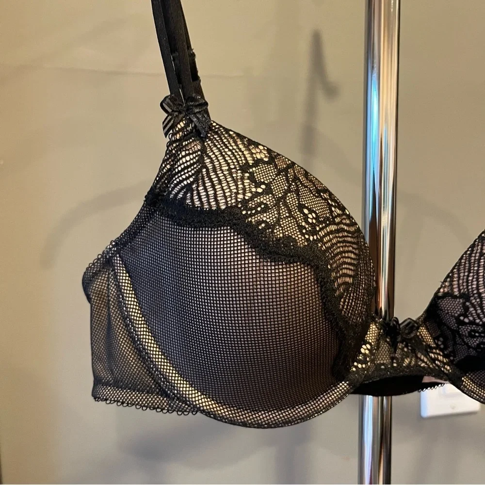 🇪🇸 🥑Wacoal b.tempt'd 34B Always Composed T-Shirt Bra Black lace
